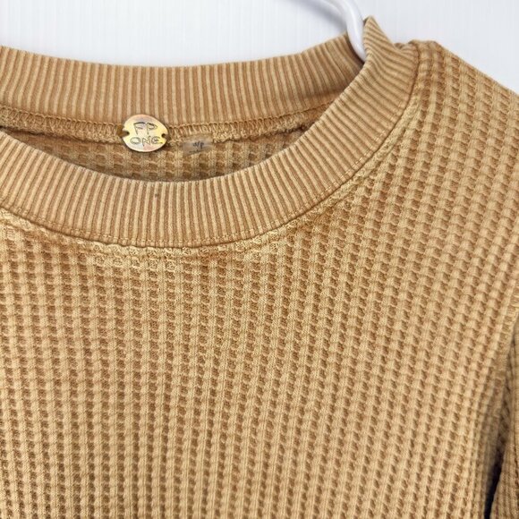 FREE PEOPLE Tasha Distressed Mustard Top Puff Laced Victorian Sleeves Boho sz S - Picture 8 of 12